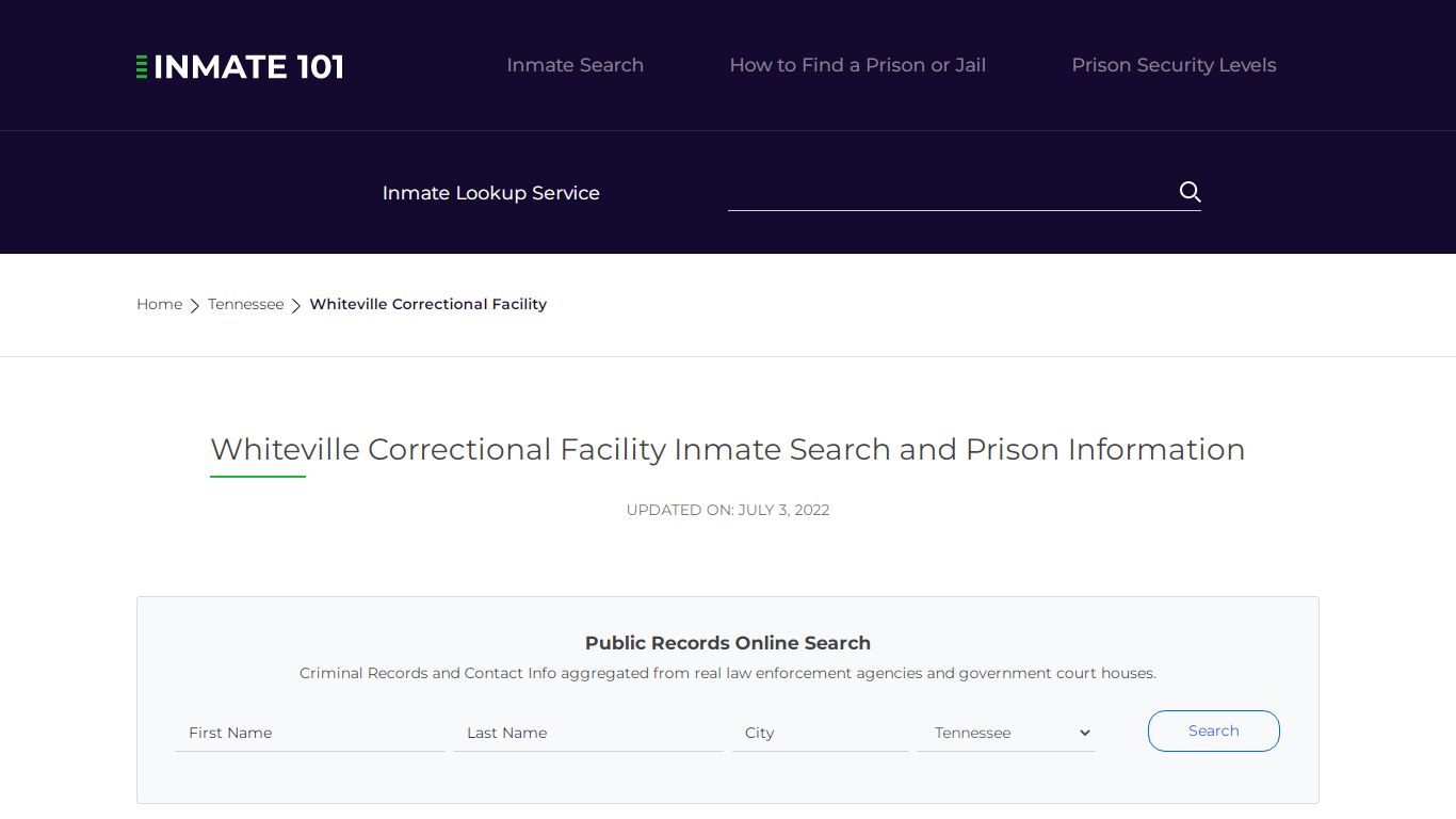 Whiteville Correctional Facility Inmate Search, Visitation ...