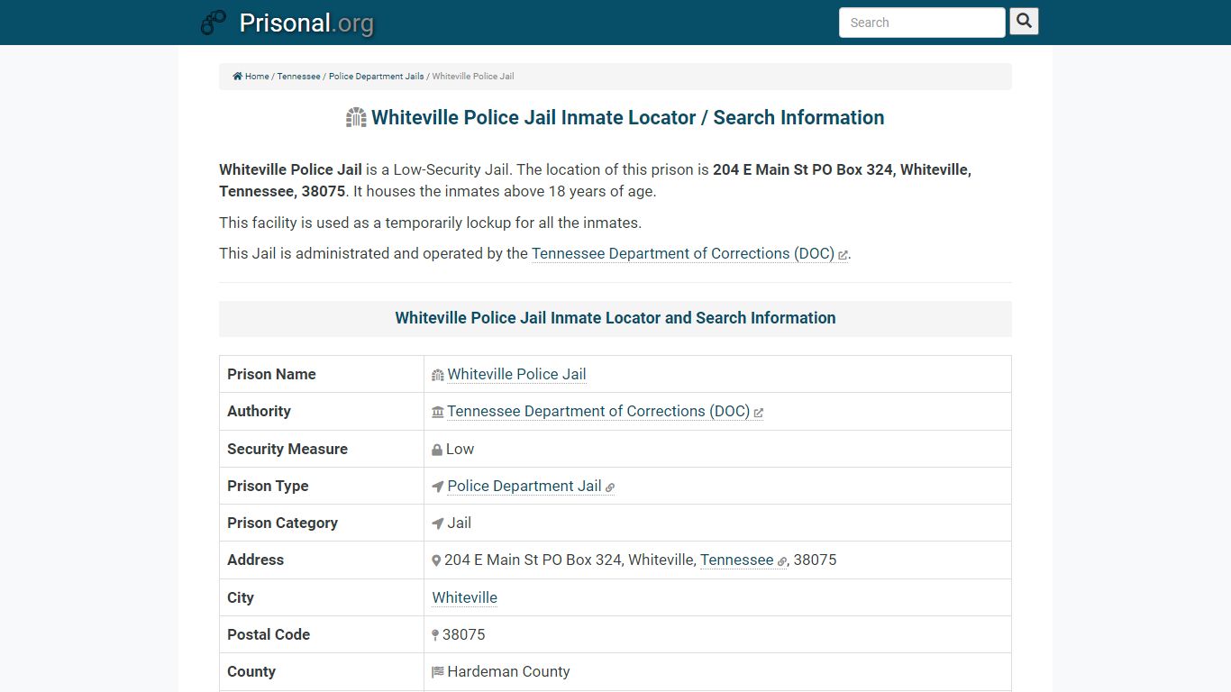 Whiteville Police Jail-Inmate Locator/Search Info, Phone ...